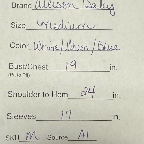 Allison Daley Floral V-Neck Top Blue Green 3/4 Sleeve Medium - Picture 6 of 6